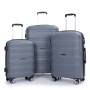 Hardshell Suitcase Spinner Wheels PP Luggage Sets Lightweight Durable Suitcase with TSA Lock,3-Piece Set (20/24/28) ,Gray